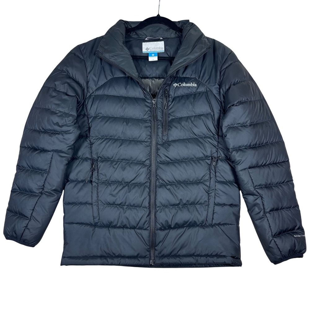 Columbia Mens Autumn Park Down Jacket Black Puffer Omni-Heat WM0989 Medium